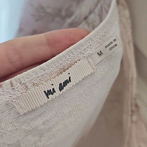 Mi Ami Pink and Floral Linen Blend Mini Dress in Women's Size Medium EUC - Picture 4 of 5